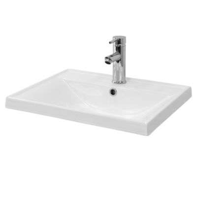 Lavabo en céramique blanc avec garniture de vidage et trop-plein 510x415x155 mm