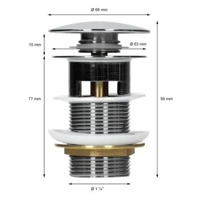 Lavabo en céramique blanc avec garniture de vidage et trop-plein 510x415x155 mm