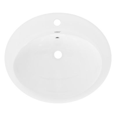 Lavabo en céramique blanc avec garniture de vidage et trop-plein 570x195x485 mm