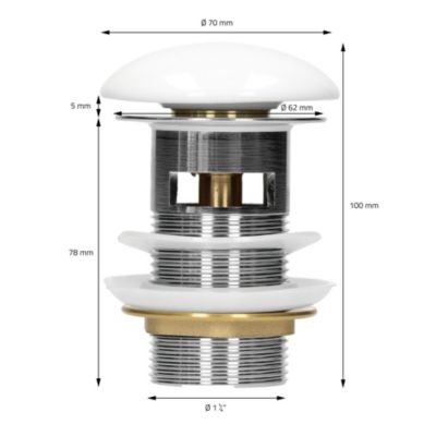 Lavabo en céramique blanc avec garniture de vidage et trop-plein 610x165x460 mm
