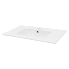 Lavabo en céramique blanc avec garniture de vidage et trop-plein 810x465x175 mm