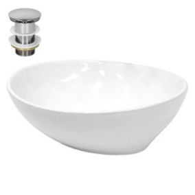 Lavabo en céramique blanc avec garniture de vidage lave-mains moderne