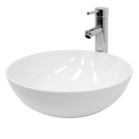 Lavabo en céramique blanc avec garniture de vidage vasque a poser 400x147 mm