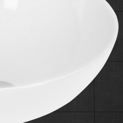 Lavabo en céramique blanc avec garniture de vidage vasque a poser 400x147 mm