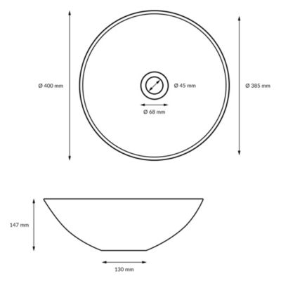 Lavabo en céramique blanc avec garniture de vidage vasque a poser 400x147 mm