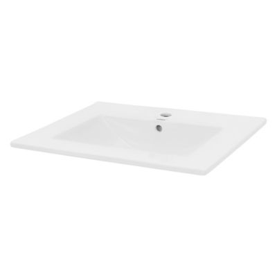 Lavabo en céramique blanc avec garniture de vidage vasque encastrer 610x465 mm