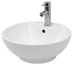 Lavabo en céramique blanc avec garniture de vidage vasque à poser 455x185 mm