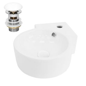 Lavabo en céramique blanc lave-mains avec garniture vidage blanc 450x360x130 mm