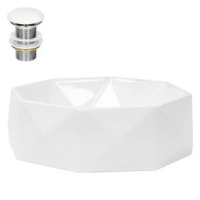 Lavabo en céramique blanc sans trop-plein avec bonde de vidage 420x135 mm