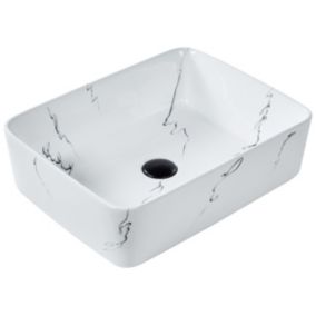 Lavabo en céramique effet marbre 49 x 38 cm blanc HOPI