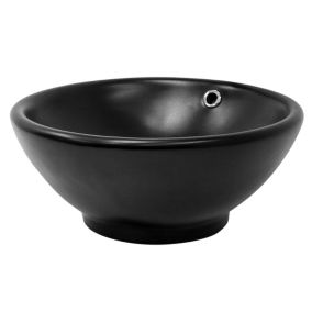 Lavabo en Céramique Noir 420x170 mm avec Garniture de Vidage Universelle