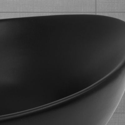 Lavabo en céramique noir lave-mains moderne + garniture de vidage 410x335x145 mm