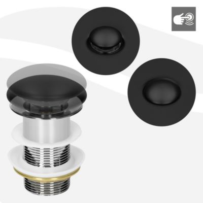 Lavabo en céramique noir lave-mains moderne + garniture de vidage 410x335x145 mm