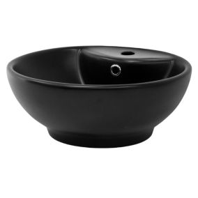 Lavabo en Céramique Noir Mat 45,5x18,5 cm avec Garniture de Vidage Universelle