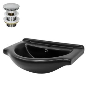 Lavabo en Céramique Noir Mat 67,5x51,5x21,5 cm avec Bouchon de Vidange