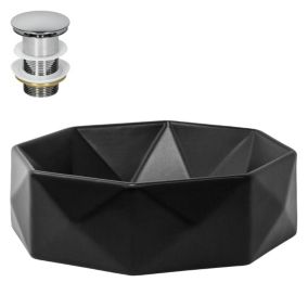 Lavabo en céramique noir mat diamant bouchon de vidage lave-mains 420 x 135 mm