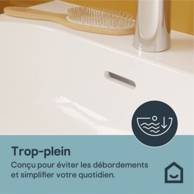 Lavabo en céramique blanc, l.55 x H.17,5 x P.45 cm, GoodHome Cavally
