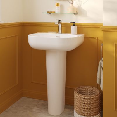 Lavabo en céramique blanc, l.55 x H.17,5 x P.45 cm, GoodHome Cavally