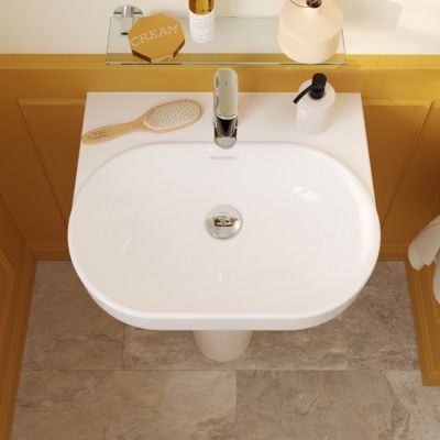 Lavabo en céramique blanc, l.55 x H.17,5 x P.45 cm, GoodHome Cavally