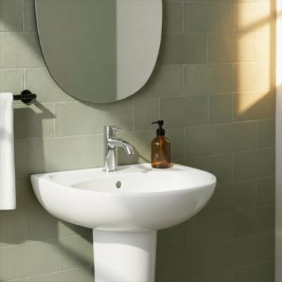 Lavabo en céramique blanc, l.56,5 x H.21, P.45,5 cm, Urmia