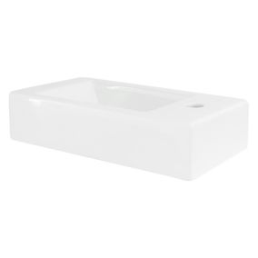 Lavabo en ceramique blanc vasque a poser moderne rectangulaire 460x260x110 mm