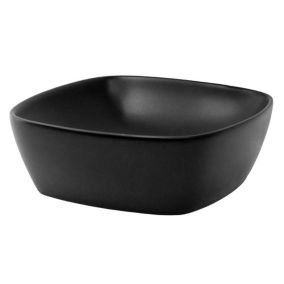 Lavabo en ceramique noir mat vasque a poser pour salle de bain 405x405x150 mm
