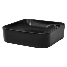 Lavabo en ceramique noir mat vasque a poser pour salle de bain 430x430x120 mm