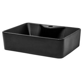 Lavabo en ceramique noir mat vasque a poser pour salle de bain 490x365x140 mm