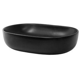 Lavabo en ceramique noir mat vasque a poser pour salle de bain 600x425x145 mm