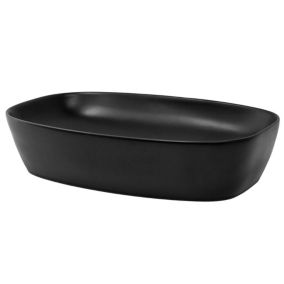 Lavabo en ceramique noir mat vasque a poser pour salle de bain 605x385x140 mm