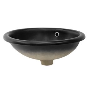 Lavabo en ceramique noir mat vasque encastre pour salle de bain 490x405x195 mm