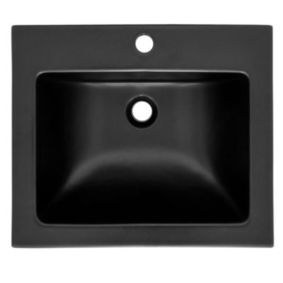 Lavabo en ceramique noir mat vasque encastre pour salle de bain 525x450x210 mm