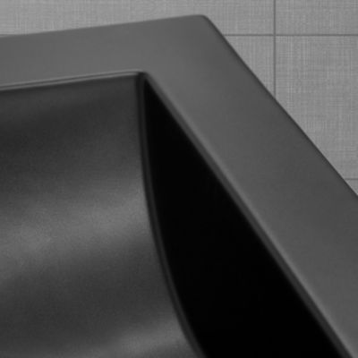 Lavabo en ceramique noir mat vasque encastre pour salle de bain 525x450x210 mm