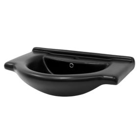 Lavabo en ceramique noir mat vasque encastre pour salle de bain 770x505x225 mm