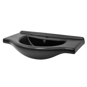 Lavabo en ceramique noir mat vasque encastre pour salle de bain 870x505x225 mm