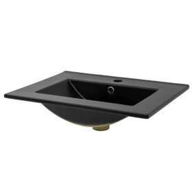 Lavabo en ceramique noir mat vasque encastrer pour salle de bain 615x470x175 mm