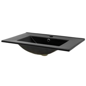 Lavabo en ceramique noir mat vasque encastrer pour salle de bain 710x465x165 mm