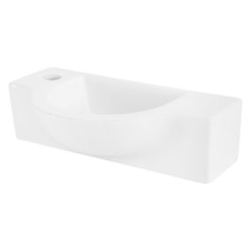 Lavabo en ceramique ovale blanc Evier avec trou pour robinet a gauche 445x225 mm