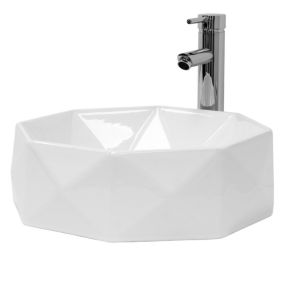 Lavabo en ceramique pour salle de bain lavabo en forme de diamant 42x13,5 cm