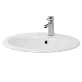 Lavabo en ceramique salle de bain lavabo encastrée forme ovale 57x19,5x48,5 cm