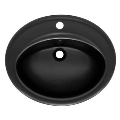 Lavabo à encastrer noir mat céramique bouchon de vidange argent