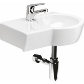 Lavabo gain de place 49.5 cm avec vasque décentrée à droite - Nano