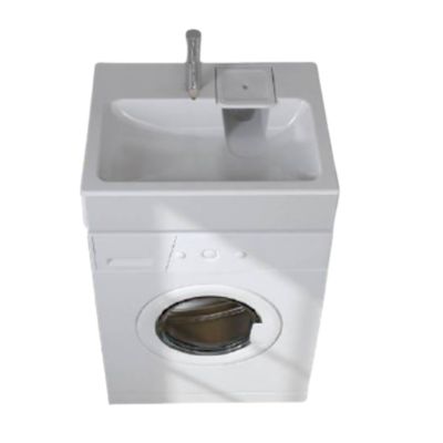 Lavabo gain de place salle de bain Gpm Mini - Siphon déporté à l'arrière pour installer une machine à laver en-dessous - 37cm de p