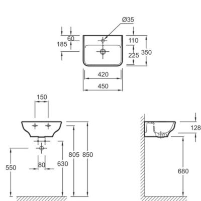 Lavabo JACOB DELAFON Struktura adapté PMR blanc