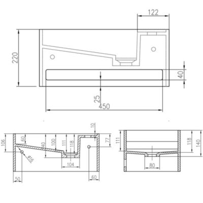 Lavabo mural en fonte minérale 50x30x22cm avec porte-serviettes intégré - blanc mat - PB2078