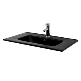 Lavabo éncastre ceramique noir mat vasque a poser rectangulaire 710x180x470 mm