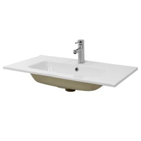 Lavabo éncastre en céramique blanc vasque a poser rectangulaire 810x165x640 mm