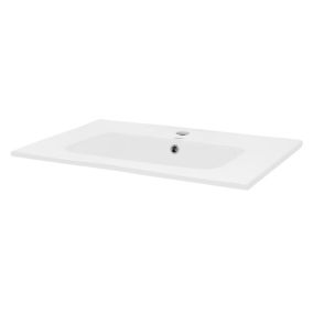 Lavabo éncastre en céramique blanc vasque lave-main rectangulaire 710x165x460 mm