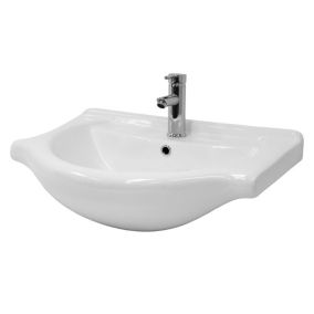 Lavabo éncastre en ceramique blanc brillant vasque a poser moderne 675x215x515mm