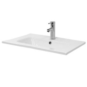 Lavabo éncastre en ceramique blanc vasque lave-main rectangulaire 610x165x460 mm